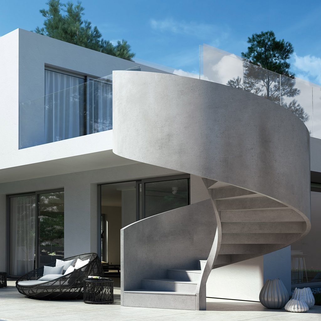 Escaliers hélicoïdaux en béton